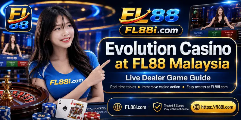Evolution Casino at FL88 Malaysia featuring live dealer games, real-time tables and responsible gaming guidance for adult users