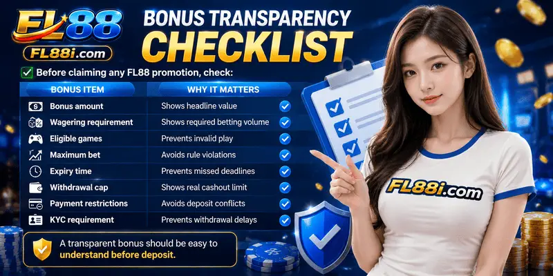 FL88 bonus transparency checklist for Malaysian users reviewing terms responsibly