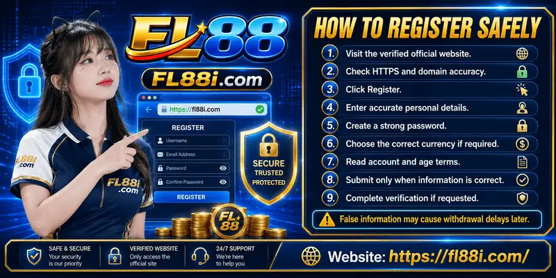 Malaysian user creating an FL88 account with secure registration settings