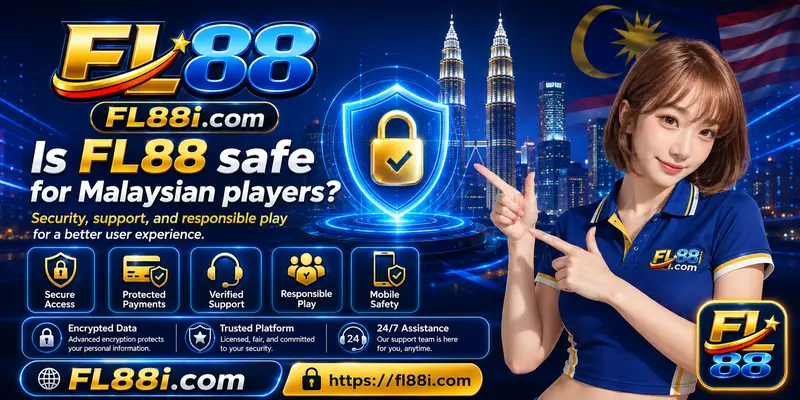 FL88 safety guide for Malaysian players showing secure login, official access, privacy checks and responsible gaming