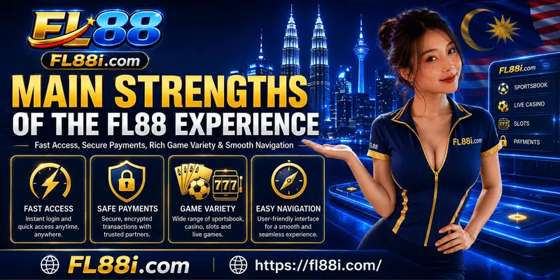 Main strengths of FL88 experience for Malaysian users including fast navigation, game variety and account safety features.