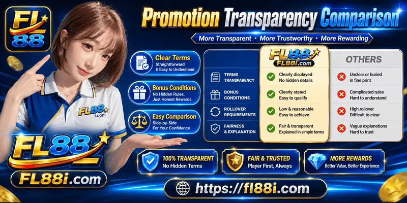 Promotion transparency comparison showing bonus terms, wagering rules, limits and responsible play checks